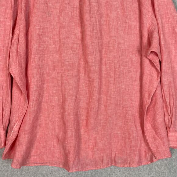Polo Ralph Lauren Shirt Mens 3XB Pink 100% Linen Long Sleeve Button Down Shirt - Picture 8 of 12